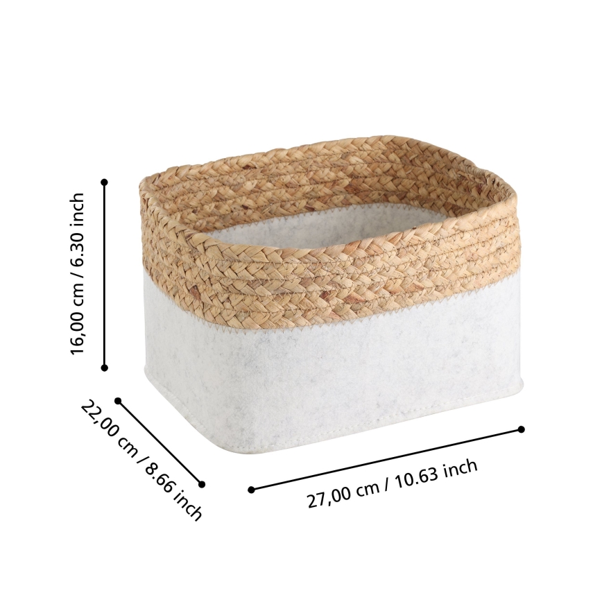 Eglo 426585 - Set van 3 decoratieve manden NANAE 16x27 cm wit/beige