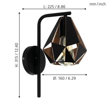 Eglo - Wandlamp 1x E27 / 60W / 230V