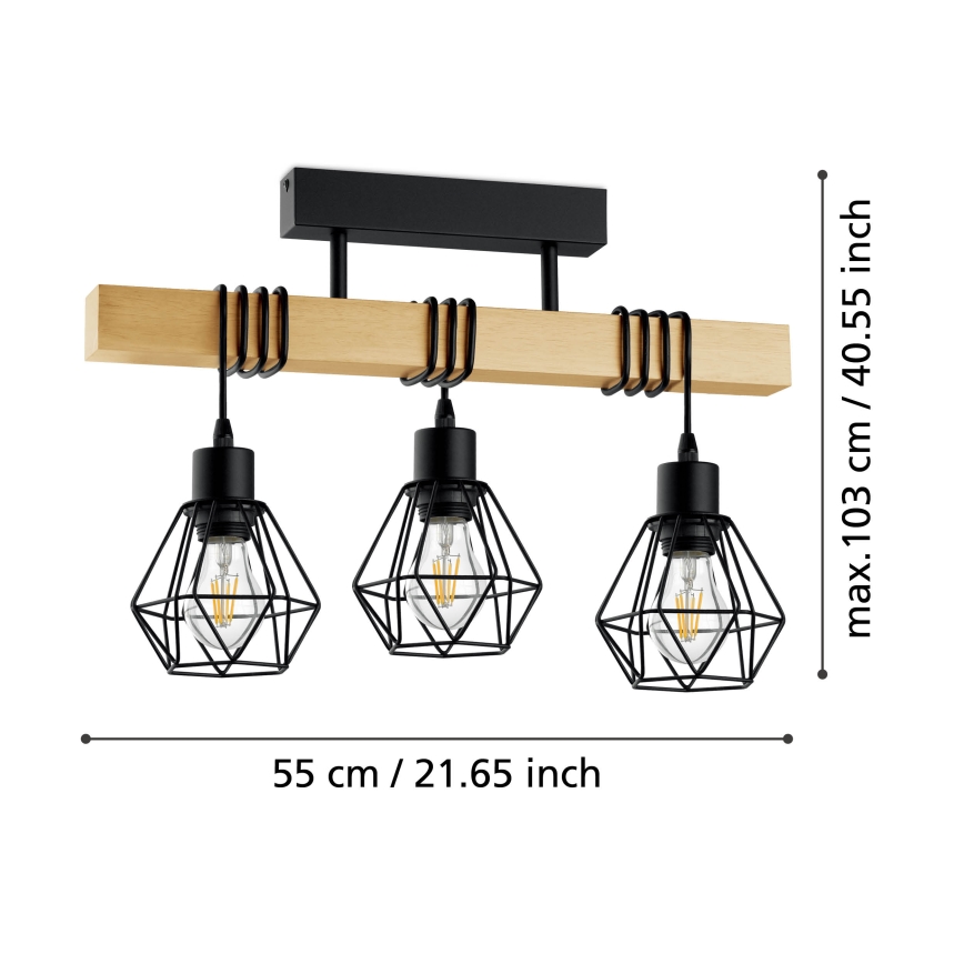 Eglo - Plafonnier TOWNSHEND 3xE27/60W/230V pin