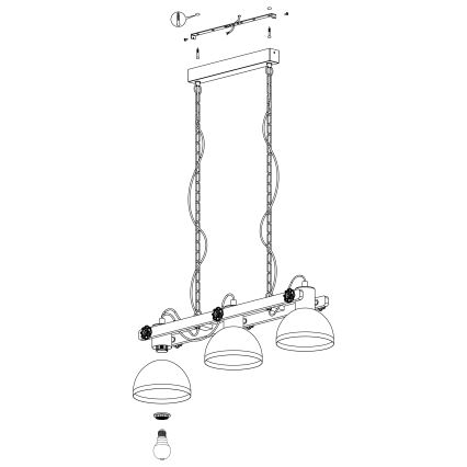 Eglo - Hanglamp aan ketting 3x E27 / 28W / 230V