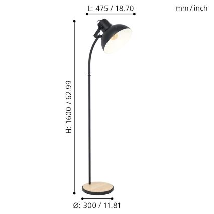 Eglo - Vloerlamp 1x E27 / 28W / 230V