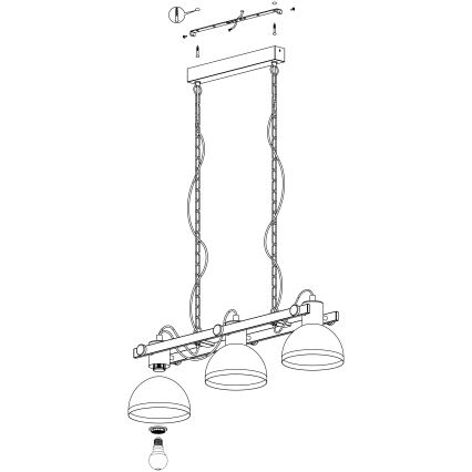 Eglo - Hanglamp aan ketting 3x E27 / 28W / 230V