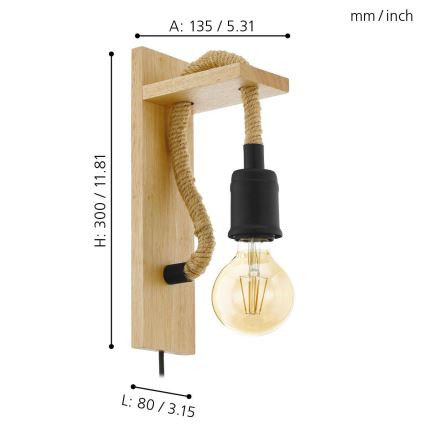 Eglo - Applique murale 1xE27/28W/230V