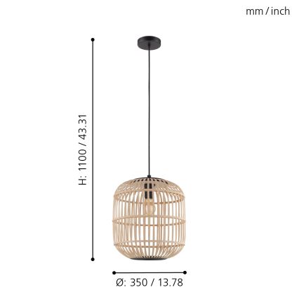 Eglo - Suspension fil 1xE27/28W/230V