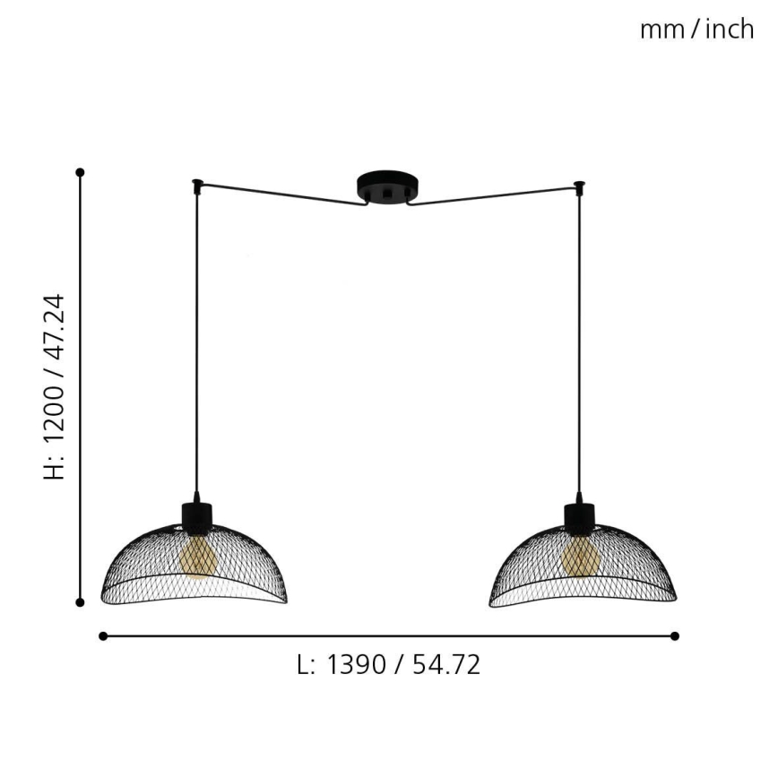 Eglo - Hanglamp aan een koord 2xE27/60W/230V spin