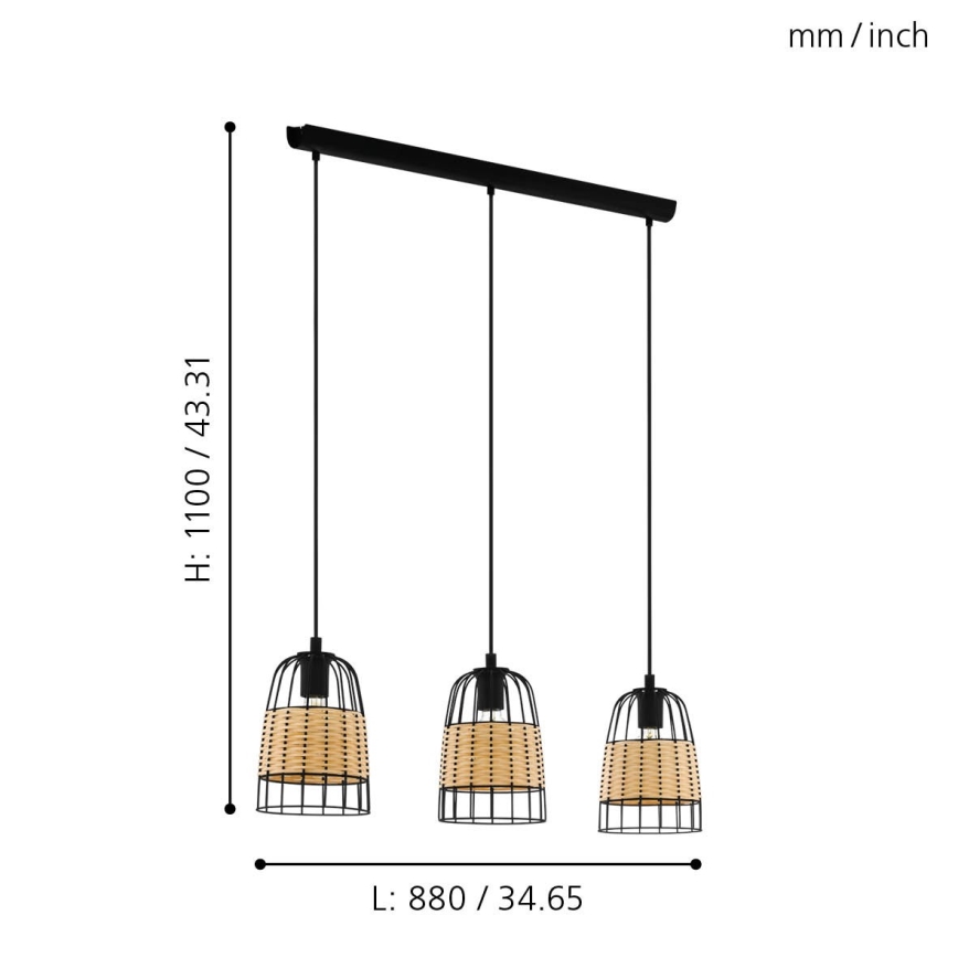Eglo - Suspension avec fil 3xE27/40W/230V