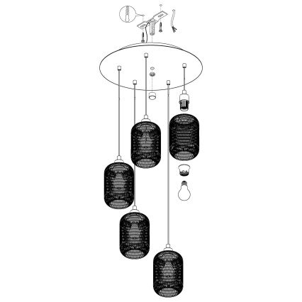 Eglo - Hanglamp aan koord 5xE27/60W/230V