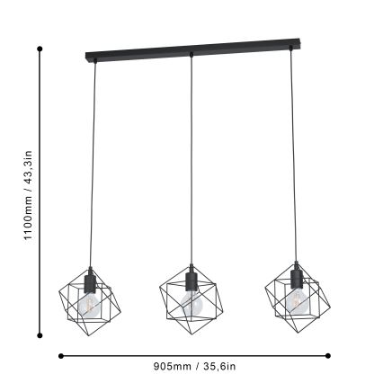 Eglo - Hanglamp aan koord 3xE27/60W/230V