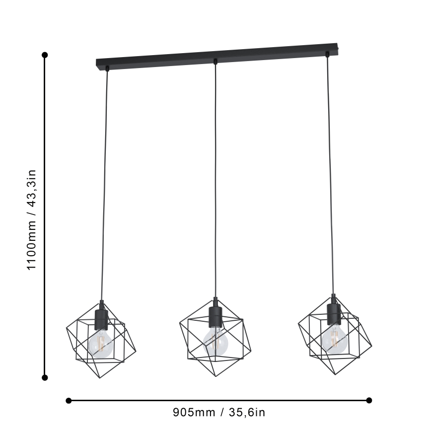 Eglo - Suspension avec fil 3xE27/60W/230V