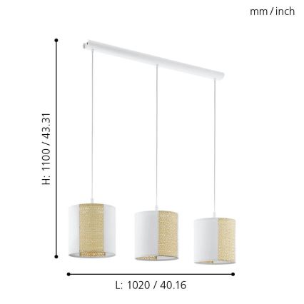 Eglo - Hanglamp aan koord 3xE27/40W/230V