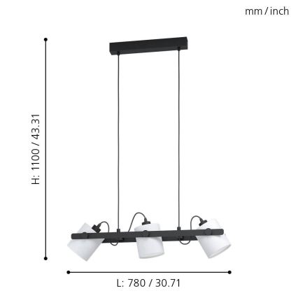 Eglo - Suspension avec fil 3xE27/28W/230V