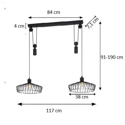 Eglo 43438 - Suspension WINKWORTH sur câble 2xE27/40W/230V