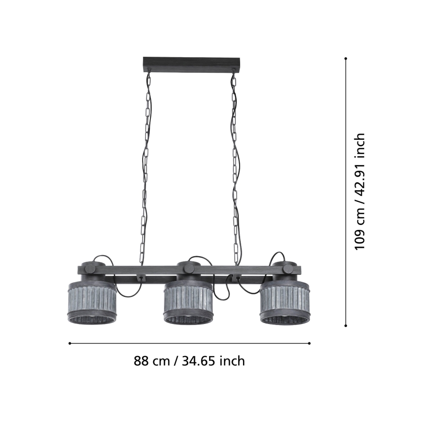 Eglo 43447 - Kroonluchter aan ketting TURROCK 3xE27/28W/230V
