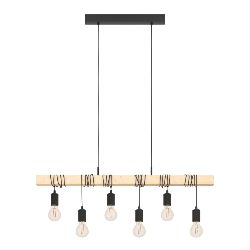 Eglo - Hanglamp aan een koord TOWNSHEND 6xE27/60W/230V - FSC gecertificeerd