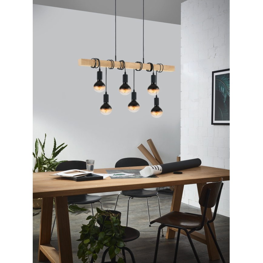 Eglo - Hanglamp aan een koord TOWNSHEND 6xE27/60W/230V - FSC gecertificeerd