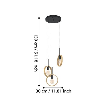 Eglo - Suspension filaire 3xE27/40W/230V