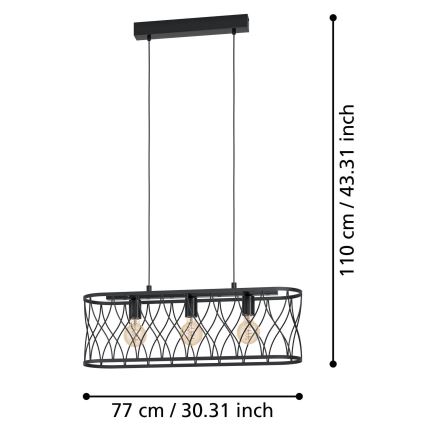 Eglo - Suspension filaire 3xE27/40W/230V