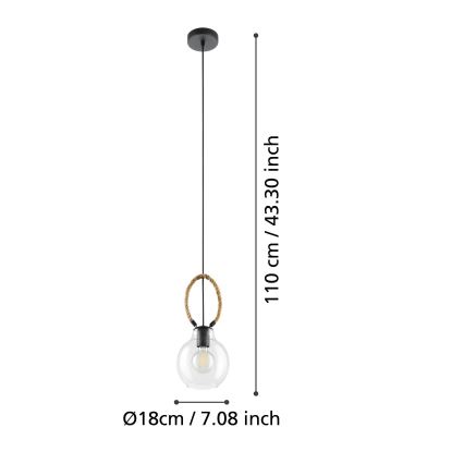 Eglo 43617 - Hanglamp aan kabel RODING 1xE27/40W/230V