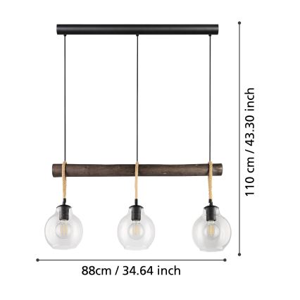 Eglo - Suspension filaire 3xE27/40W/230V