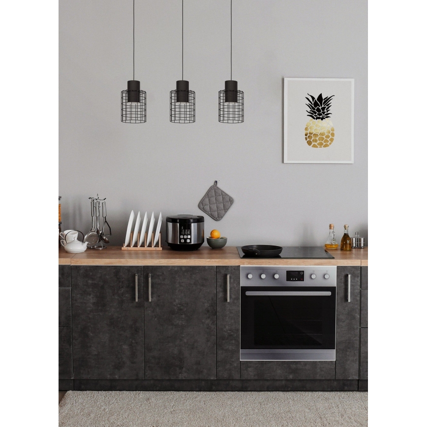 Eglo - Hanglamp aan een koord 3xE27/40W/230V zwart