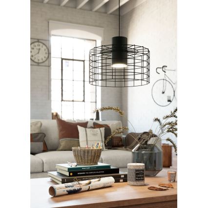 Eglo - Hanglamp aan koord 1xE27/40W/230V diameter 38 cm zwart