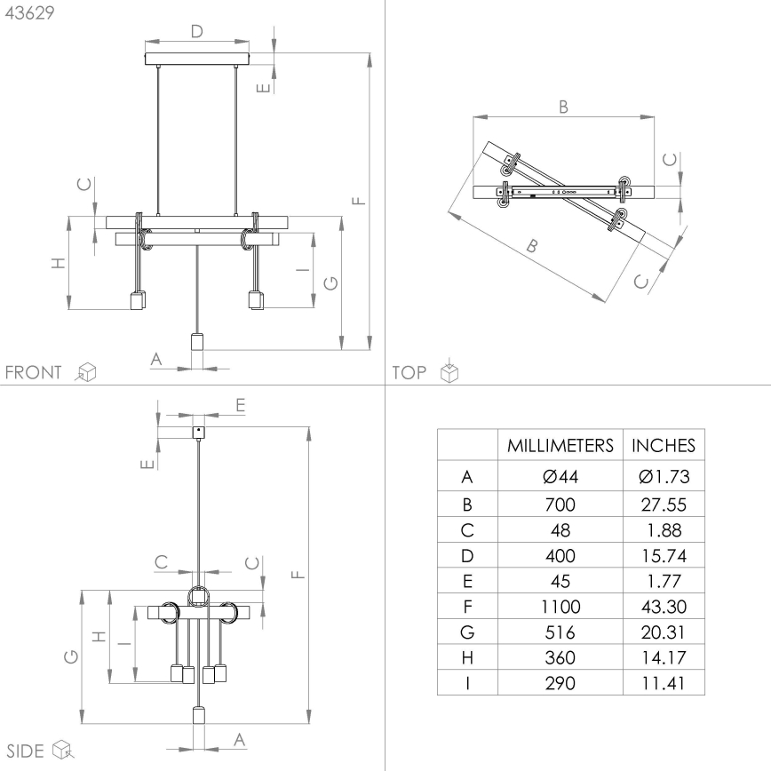 Eglo - Hanglamp aan een koord TOWNSHEND 5xE27/60W/230V
