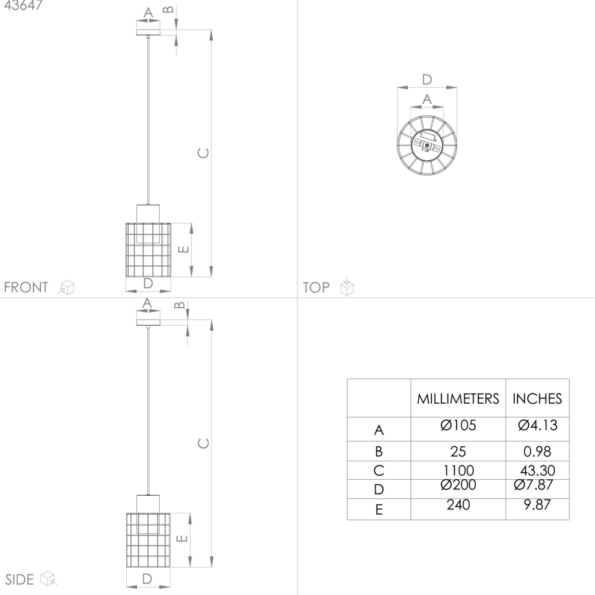 Eglo - Hanglamp aan koord 1xE27/40W/230V diameter 20 cm zilver