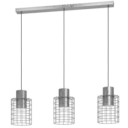 Eglo - Hanglamp aan een koord 3xE27/40W/230V zilver