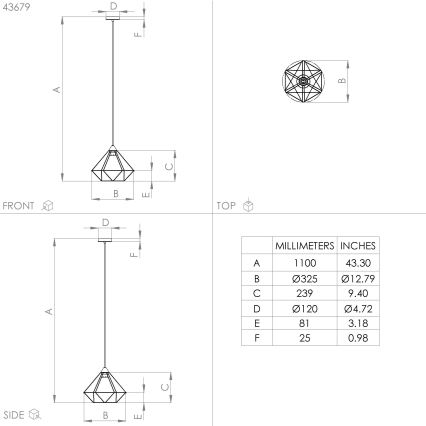 Eglo - Hanglamp aan koord 1xE27/60W/230V diameter 32,5 cm