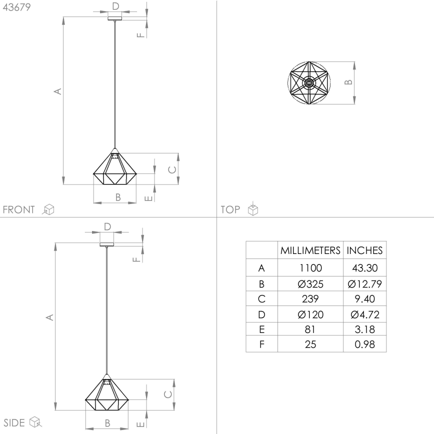 Eglo - Hanglamp aan koord 1xE27/60W/230V diameter 32,5 cm