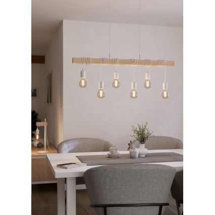 Eglo - Hanglamp aan een koord TOWNSHEND 6xE27/60W/230V - FSC gecertificeerd