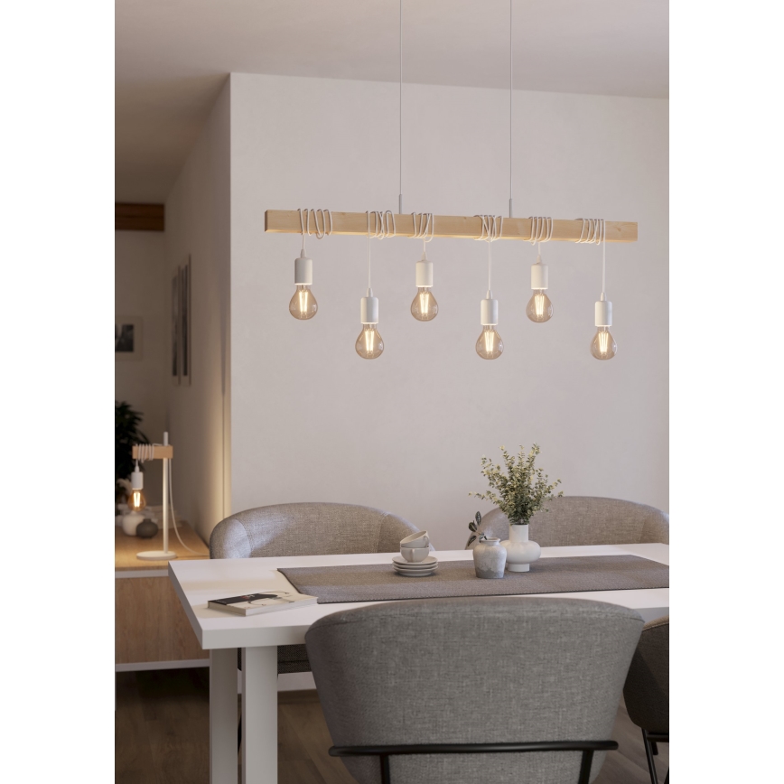 Eglo - Hanglamp aan een koord TOWNSHEND 6xE27/60W/230V - FSC gecertificeerd