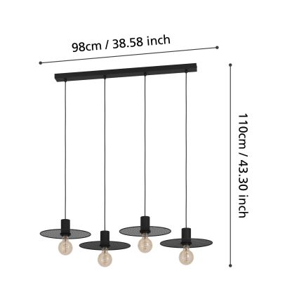 Eglo - Hanglamp aan een koord 4xE27/40W/230V