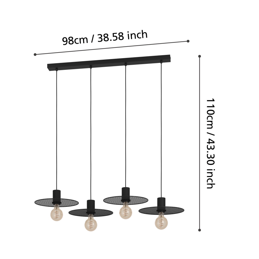 Eglo - Hanglamp aan een koord 4xE27/40W/230V