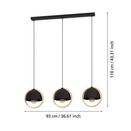 Eglo - Hanglamp aan een koord 3xE27/40W/230V