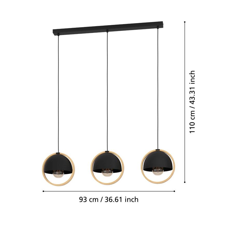 Eglo - Hanglamp aan een koord 3xE27/40W/230V