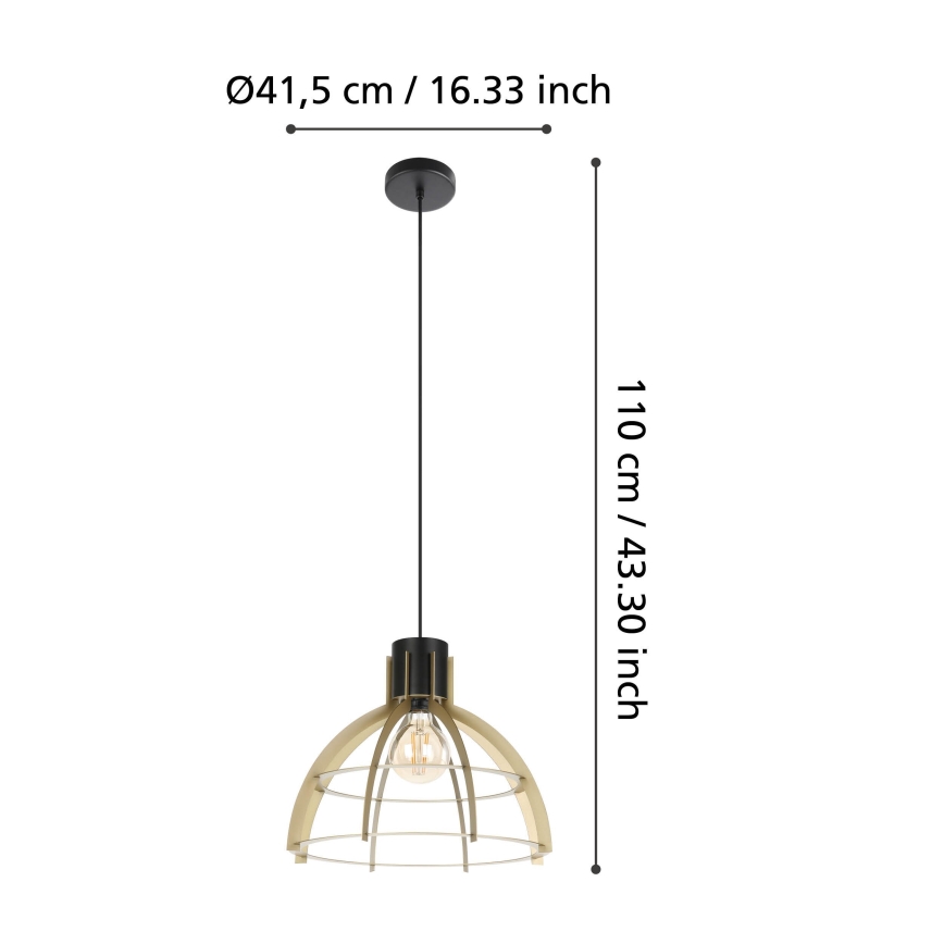 Eglo - Hanglamp aan een koord 1xE27/40W/230V goud