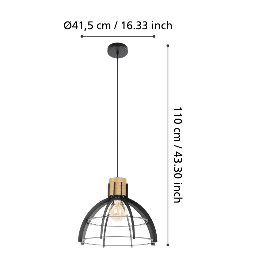Eglo - Hanglamp aan een koord 1xE27/40W/230V zwart