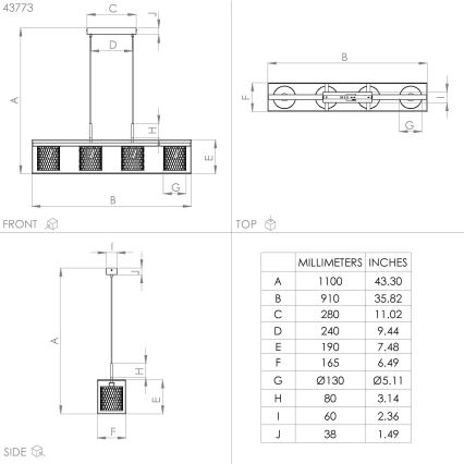 Eglo - Suspension filaire 4xE27/40W/230V