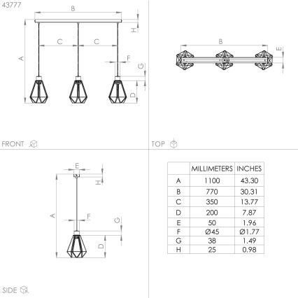 Eglo - Hanglamp aan kabel 3xE27/40W/230V