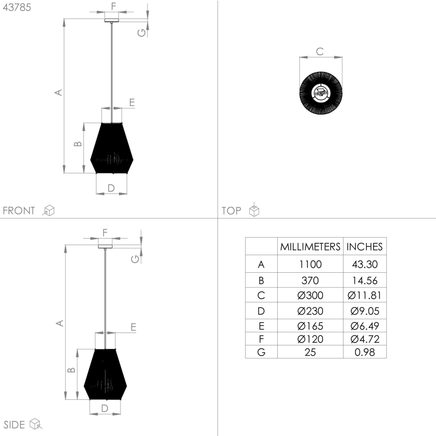 Eglo - Hanglamp aan kabel 1xE27/40W/230V