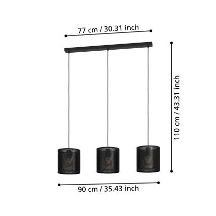 Eglo - Hanglamp aan een koord 3xE27/40W/230V