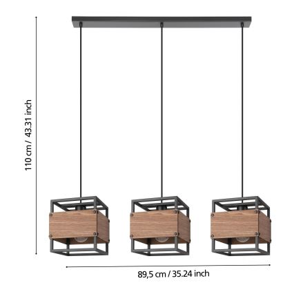 Eglo - Suspension filaire 3xE27/40W/230V