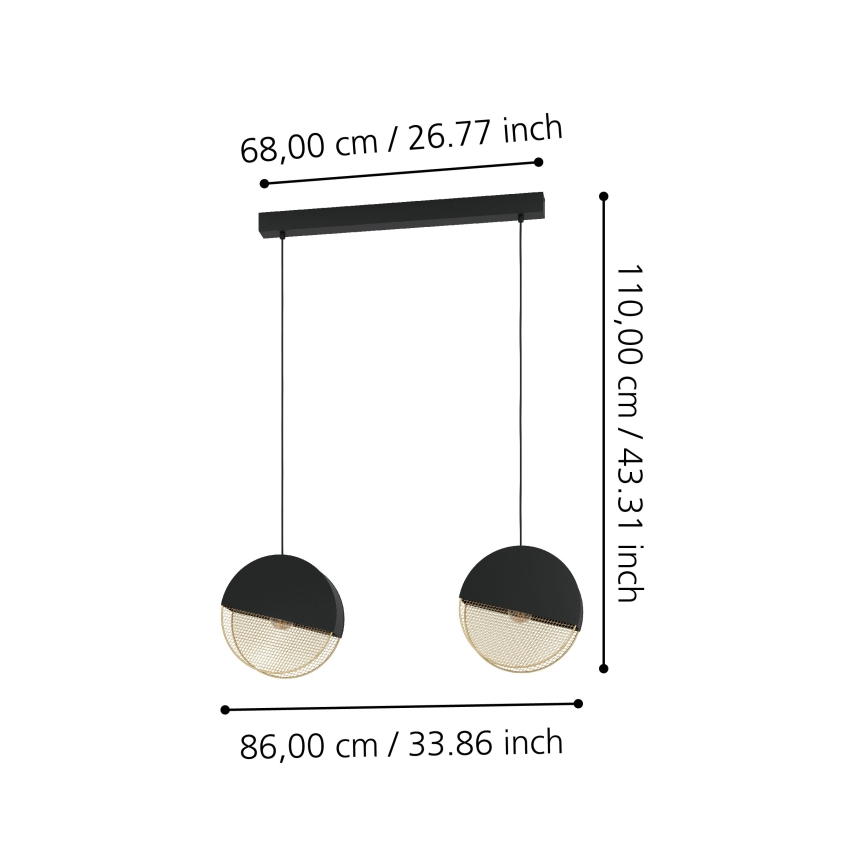 Eglo - Hanglamp aan een koord 2xE27/40W/230V