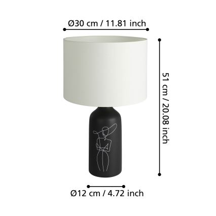 Eglo - Lampe de table 1xE27/40W/230V blanc/noir