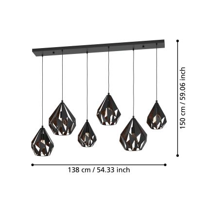 Eglo - Hanglamp aan een koord 6xE27/40W/230V