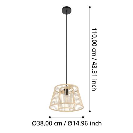 Eglo 43852 - Hanglamp aan een koord HYKEHAM 1xE27/40W/230V