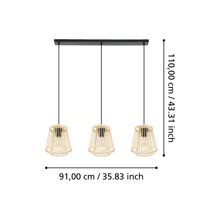 Eglo - Hanglamp aan een koord 3xE27/40W/230V