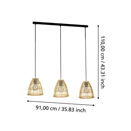 Eglo - Hanglamp aan kabel 3xE27/40W/230V