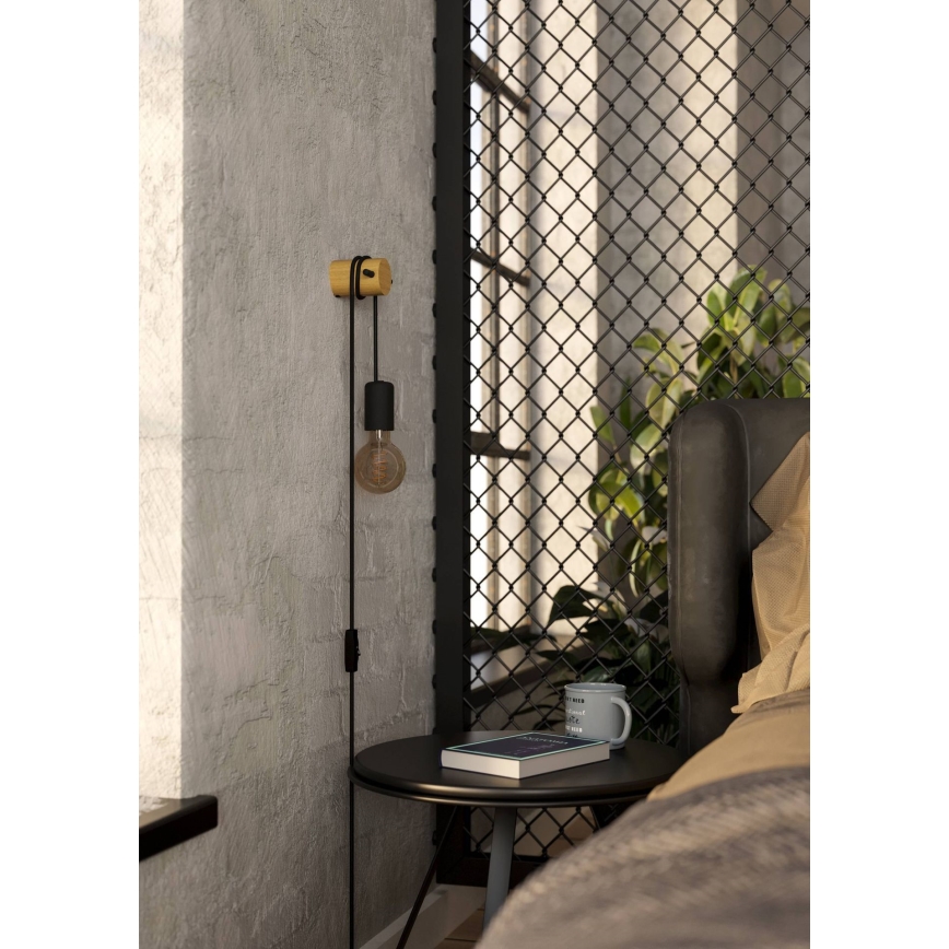 Eglo - Applique murale 1xE27/13W/230V noir/beige